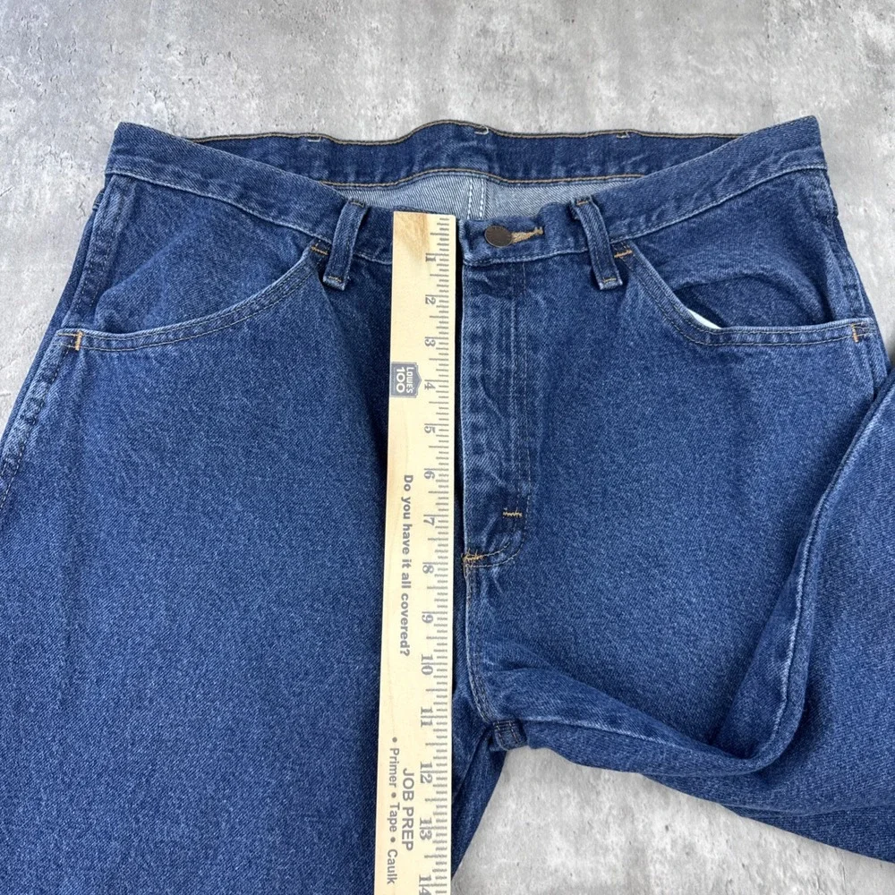 Rustler Jeans Men's 34x30 Extra Heavyweight Straight Leg Work Pants Blue‎ Cotton